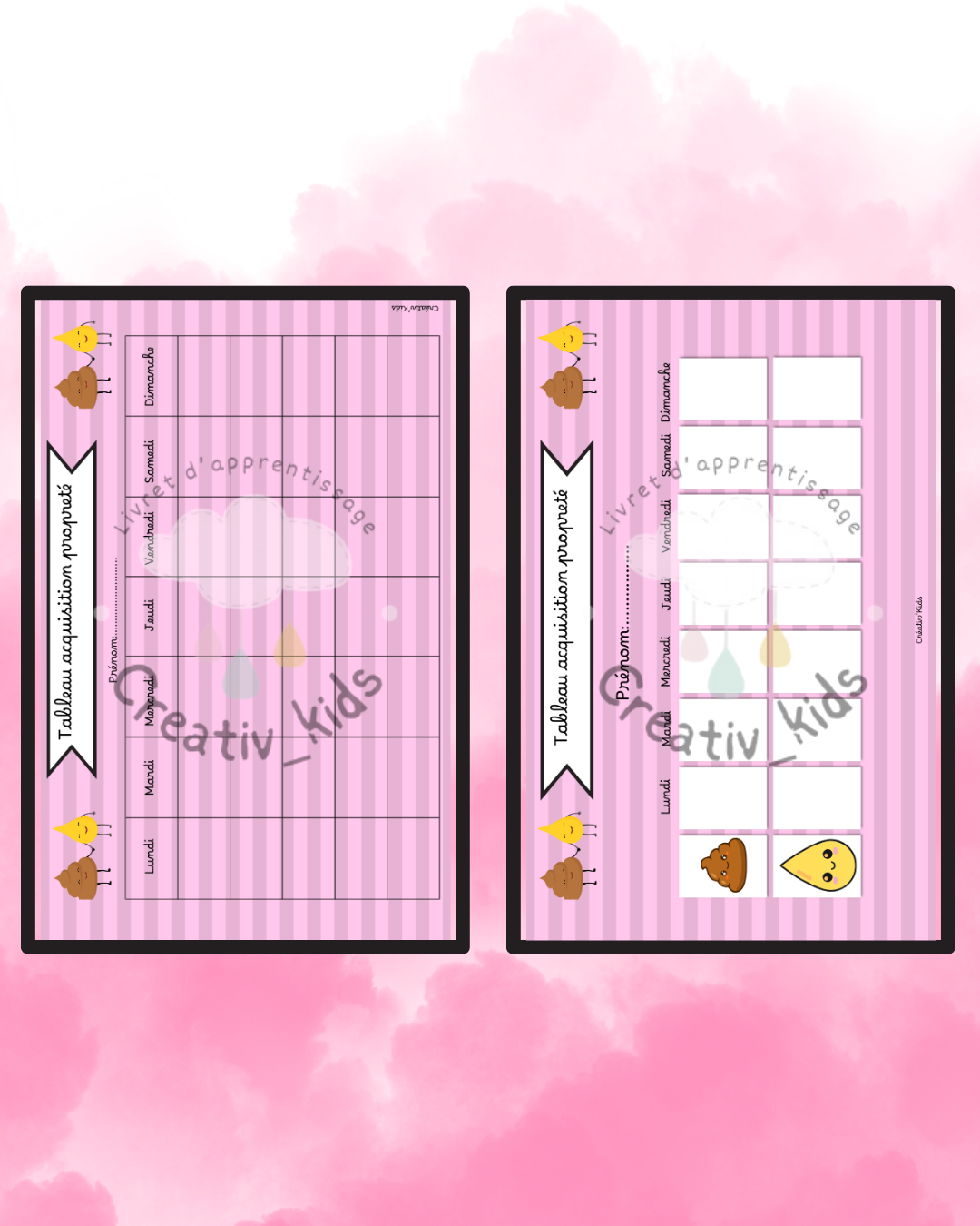 Girl's hygiene chart